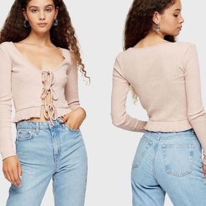 Topshop front tie crop top